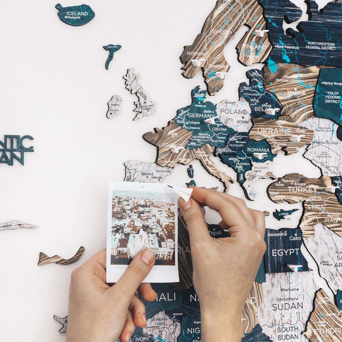 Mystery Wooden Map - Unique glow-in-the-dark gift for travel enthusiasts.