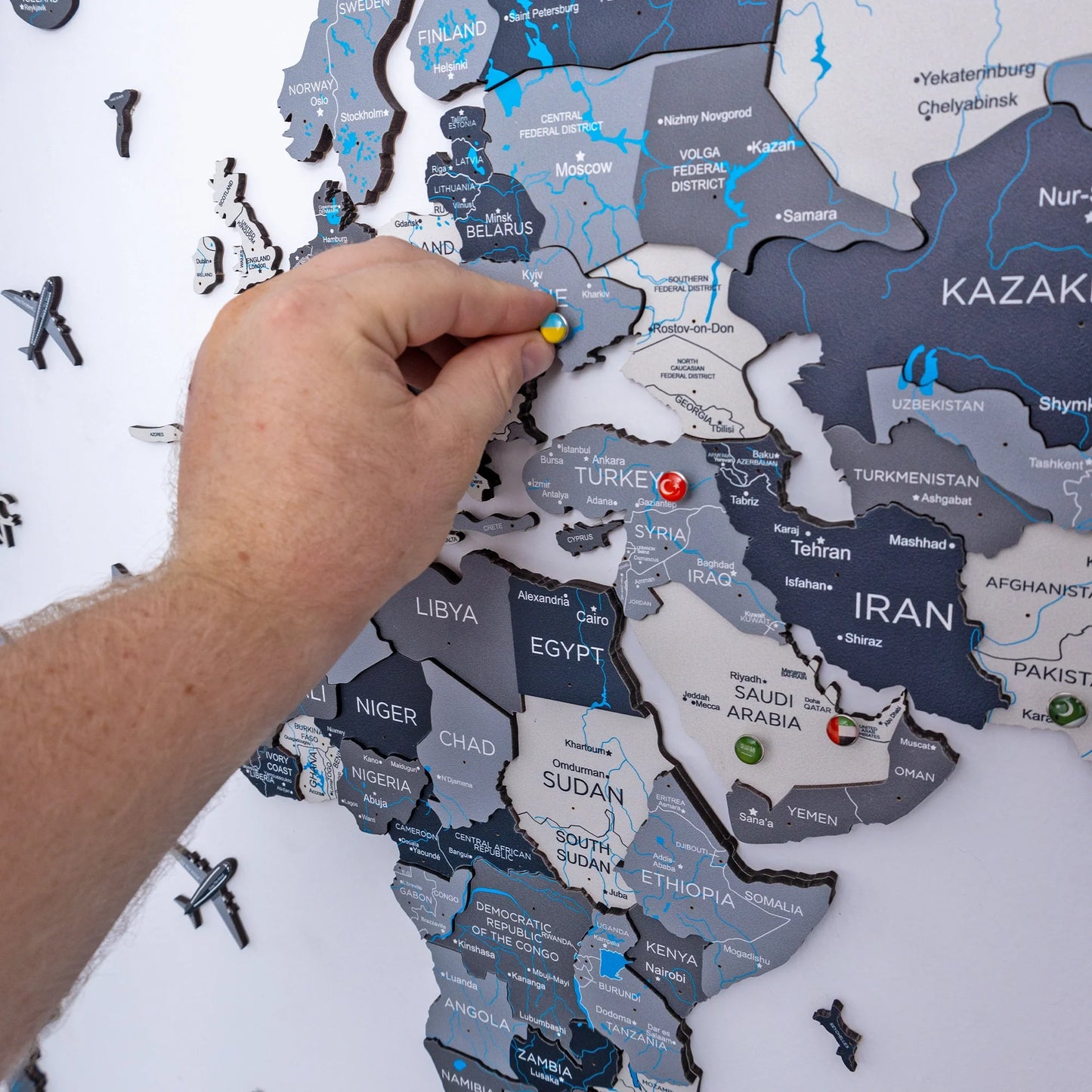 3D Wooden Map Nordik - Sophisticated Valentine’s Day gift with luminous design.