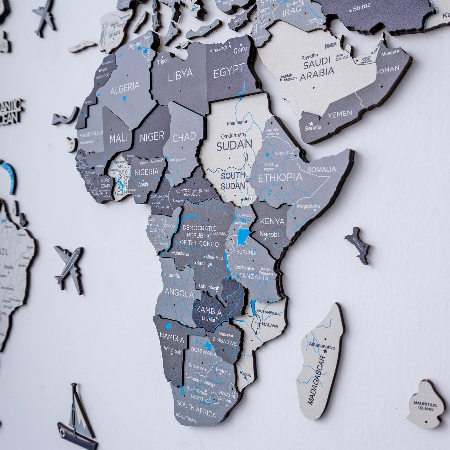 Nordik Wooden Map - Unique glow-in-the-dark decor for travel memories.