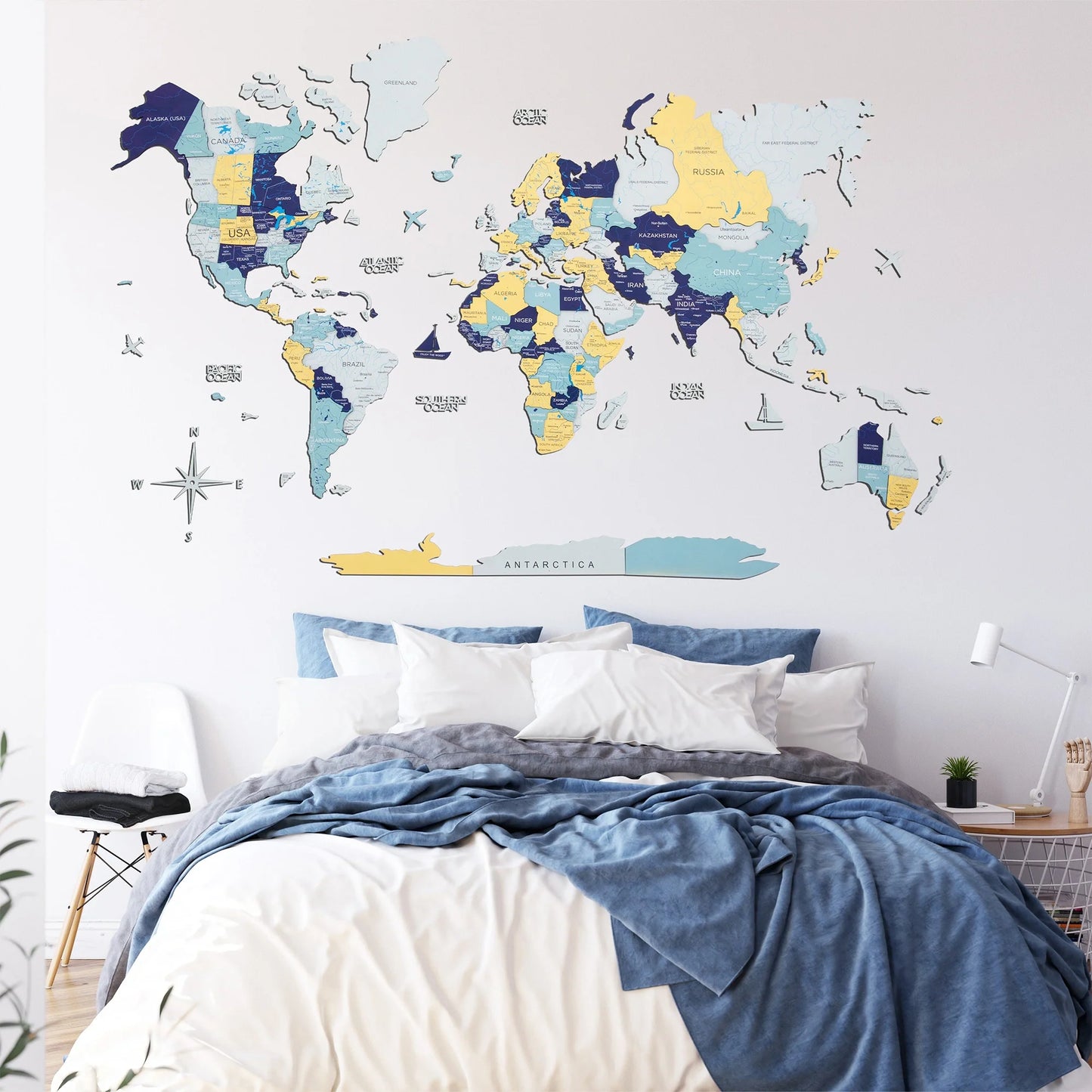 Norway Wooden Map - Sophisticated decor for Valentine’s Day or New Year.