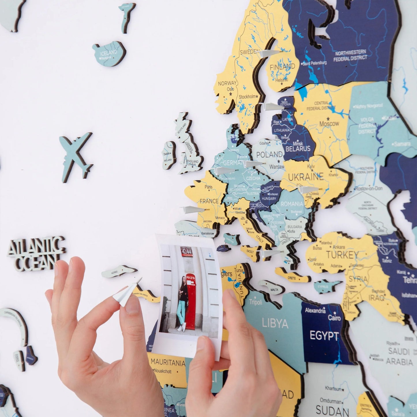 Norway Wooden World Map - Premium wall art for marking adventures.