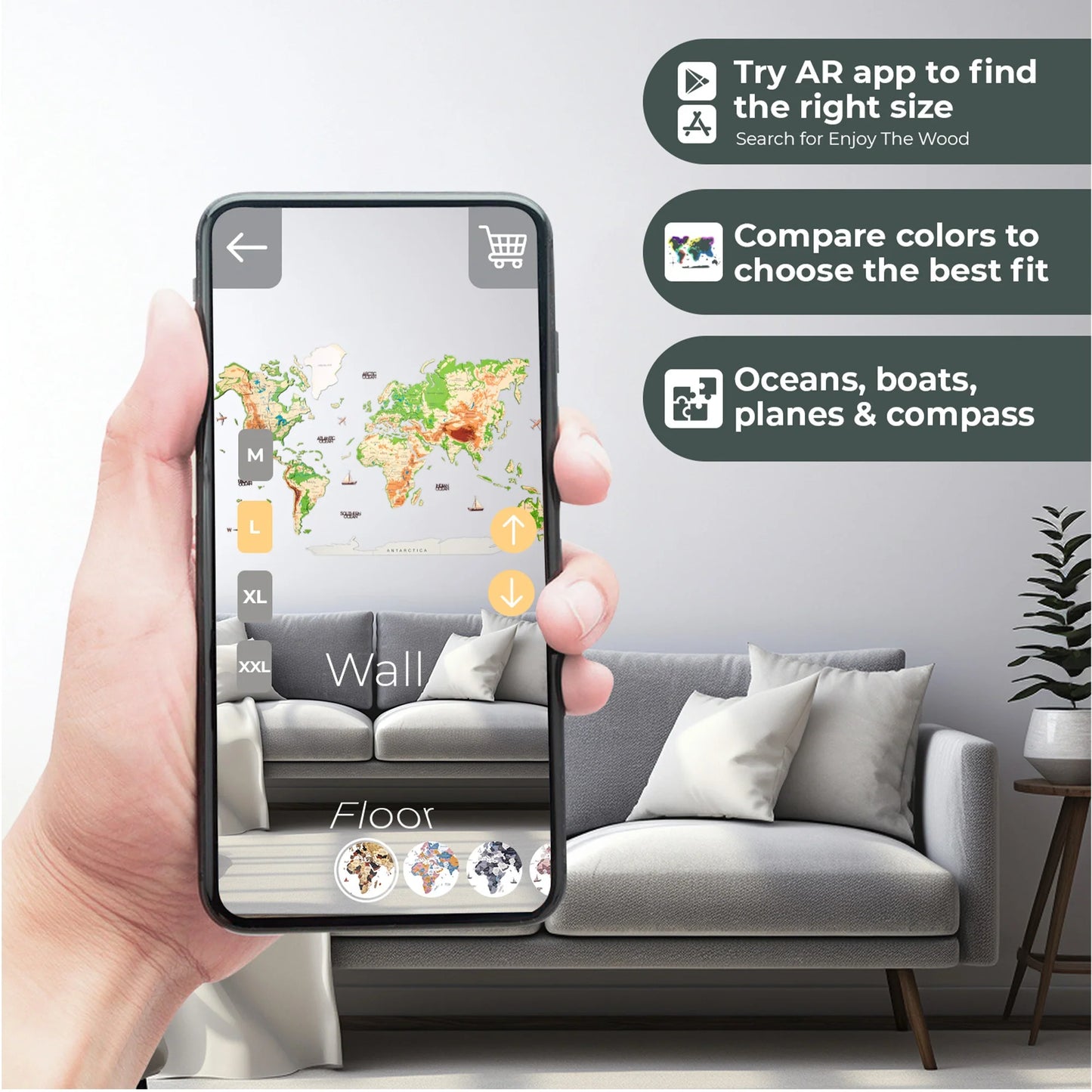3D Wooden Map Physical - Premium decor for marking travel adventures.