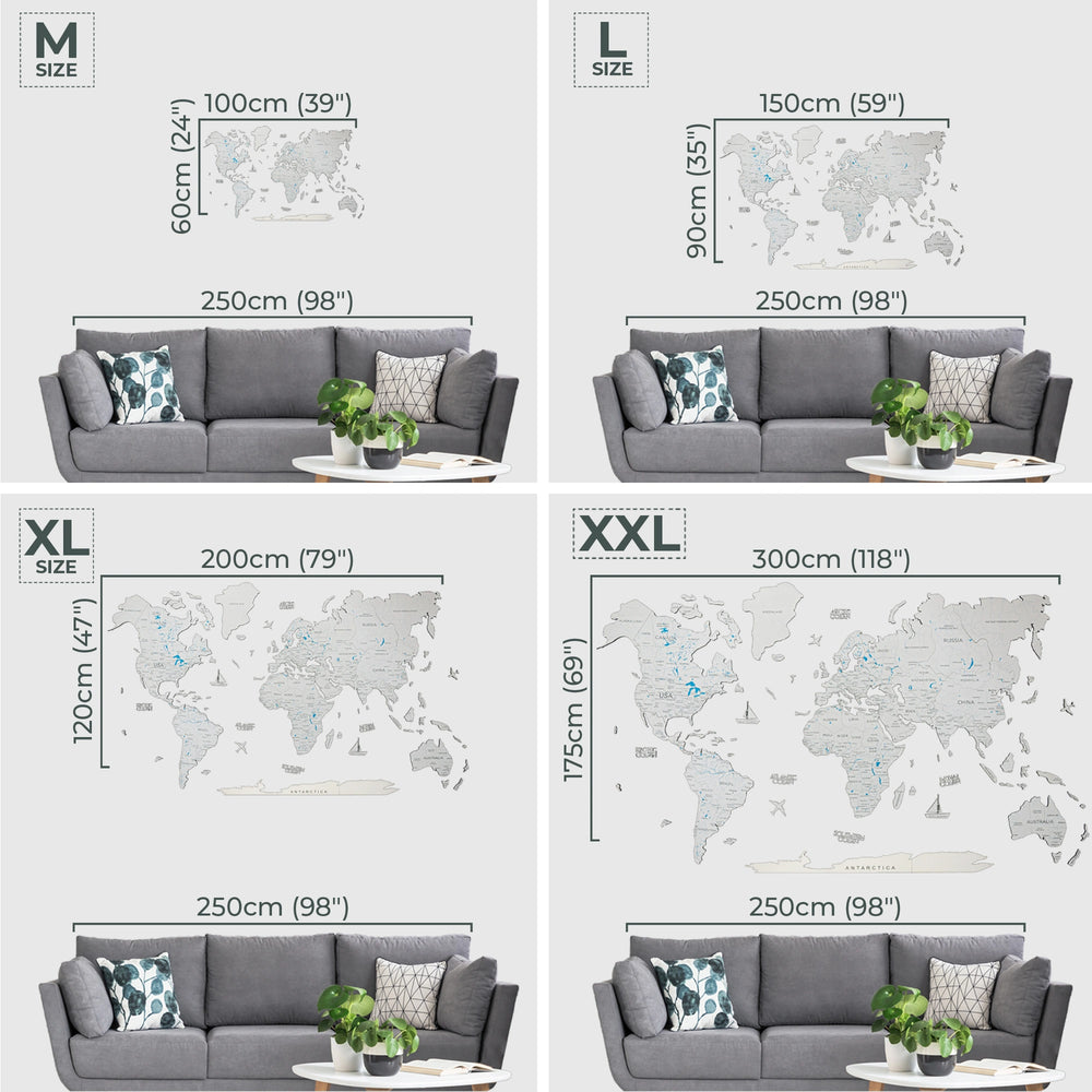 3D Wooden World Map - White | Elegant & Modern Wall Décor – Decor Souq