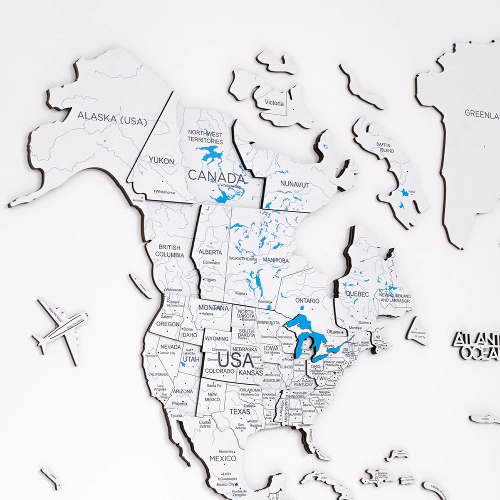 3D Wooden World Map - White | Elegant & Modern Wall Décor – Decor Souq