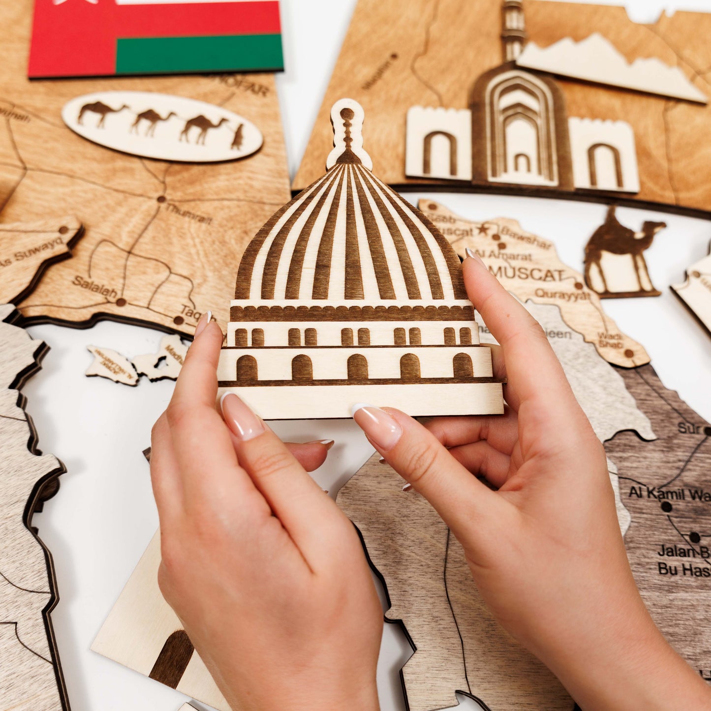 Oman 3D Wooden Map - Multicolor