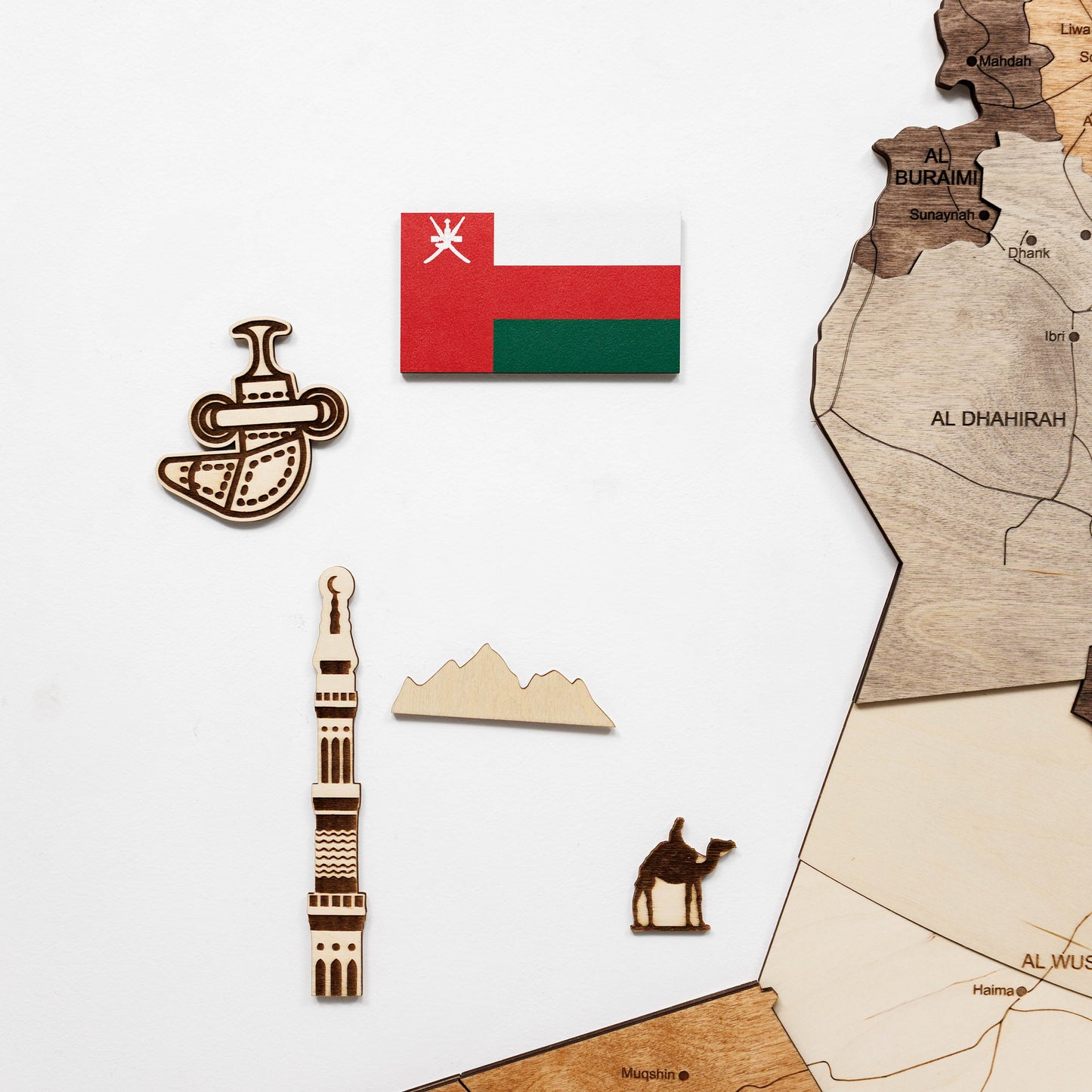 Oman 3D Wooden Map - Multicolor