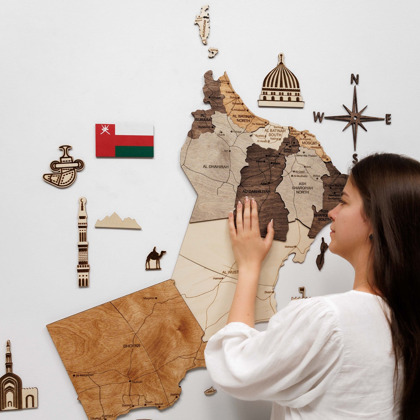 Oman 3D Wooden Map - Multicolor