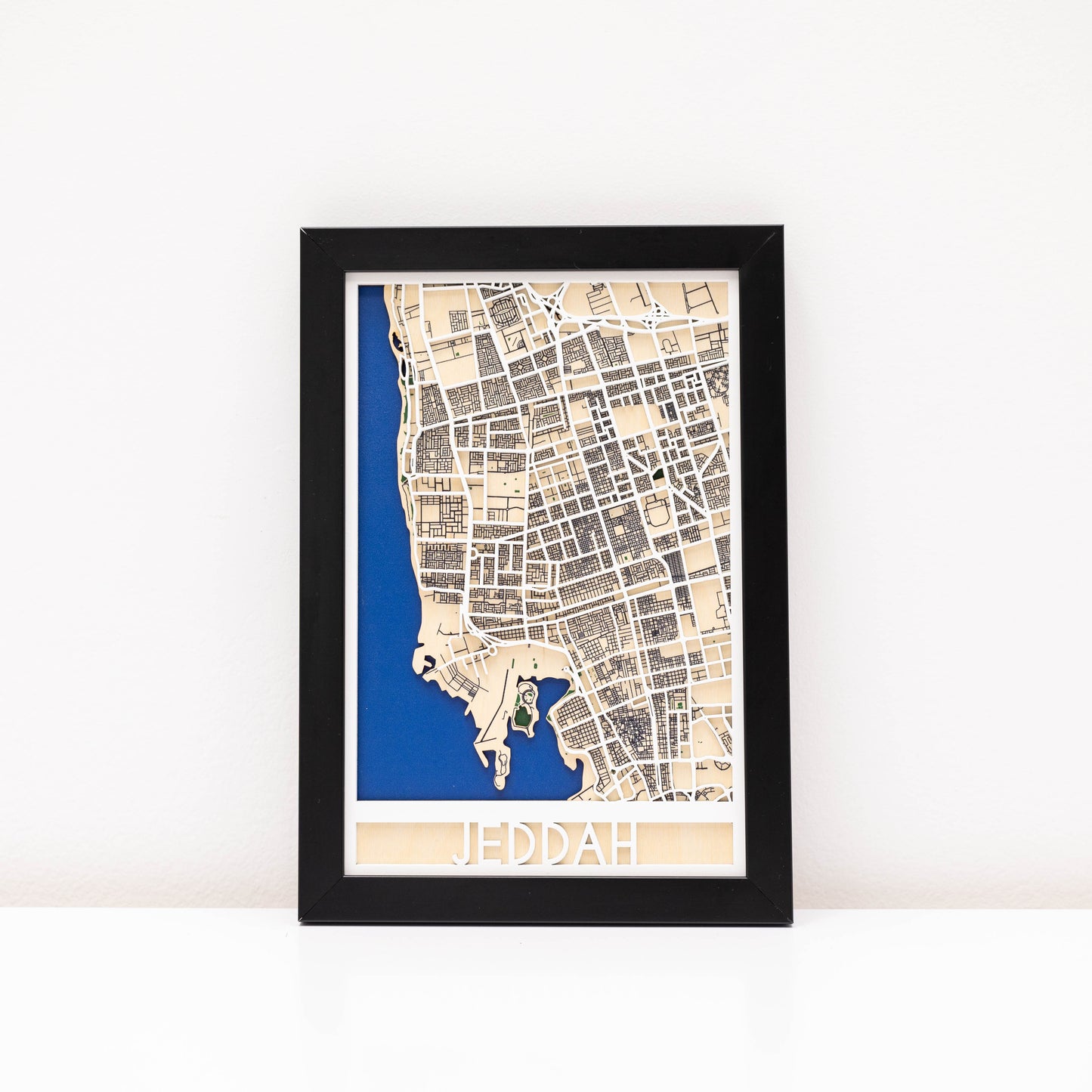 3D Wooden City Map of Jeddah – handcrafted wall art for Saudi homes and offices