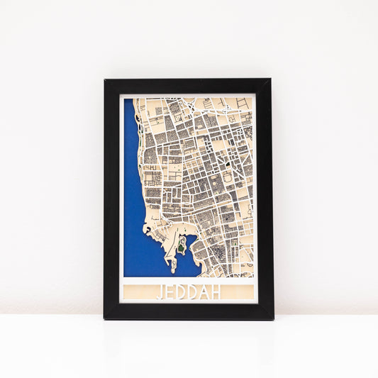 3D Wooden City Map of Jeddah – handcrafted wall art for Saudi homes and offices