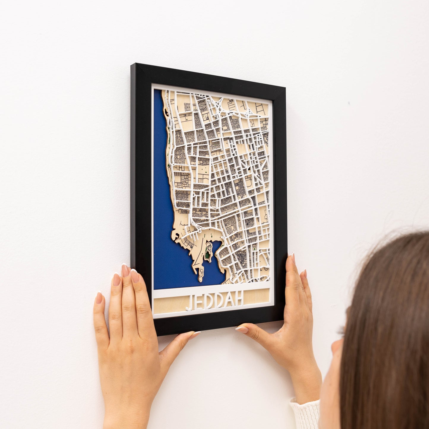 Jeddah city wooden map – unique gift for Saudi National Day or special occasions