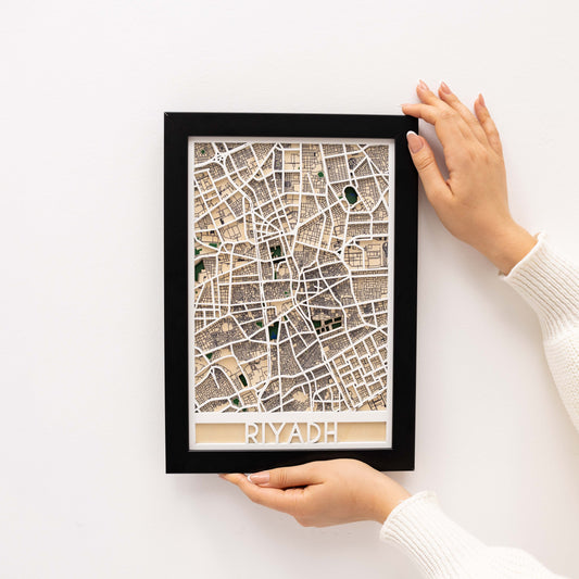3D Wooden City Map of Riyadh – premium handcrafted wall décor for Saudi homes