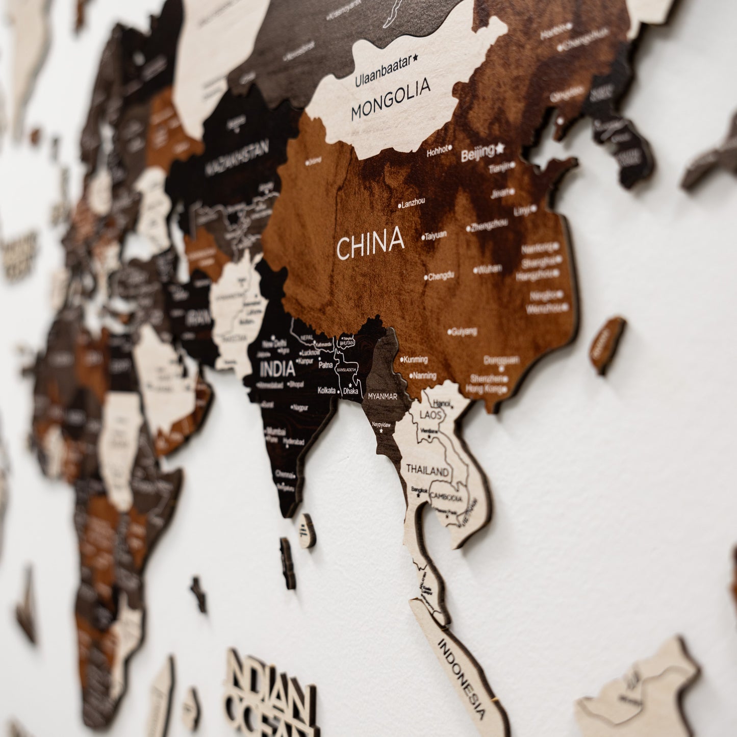 Wooden World Map - Wood Tone