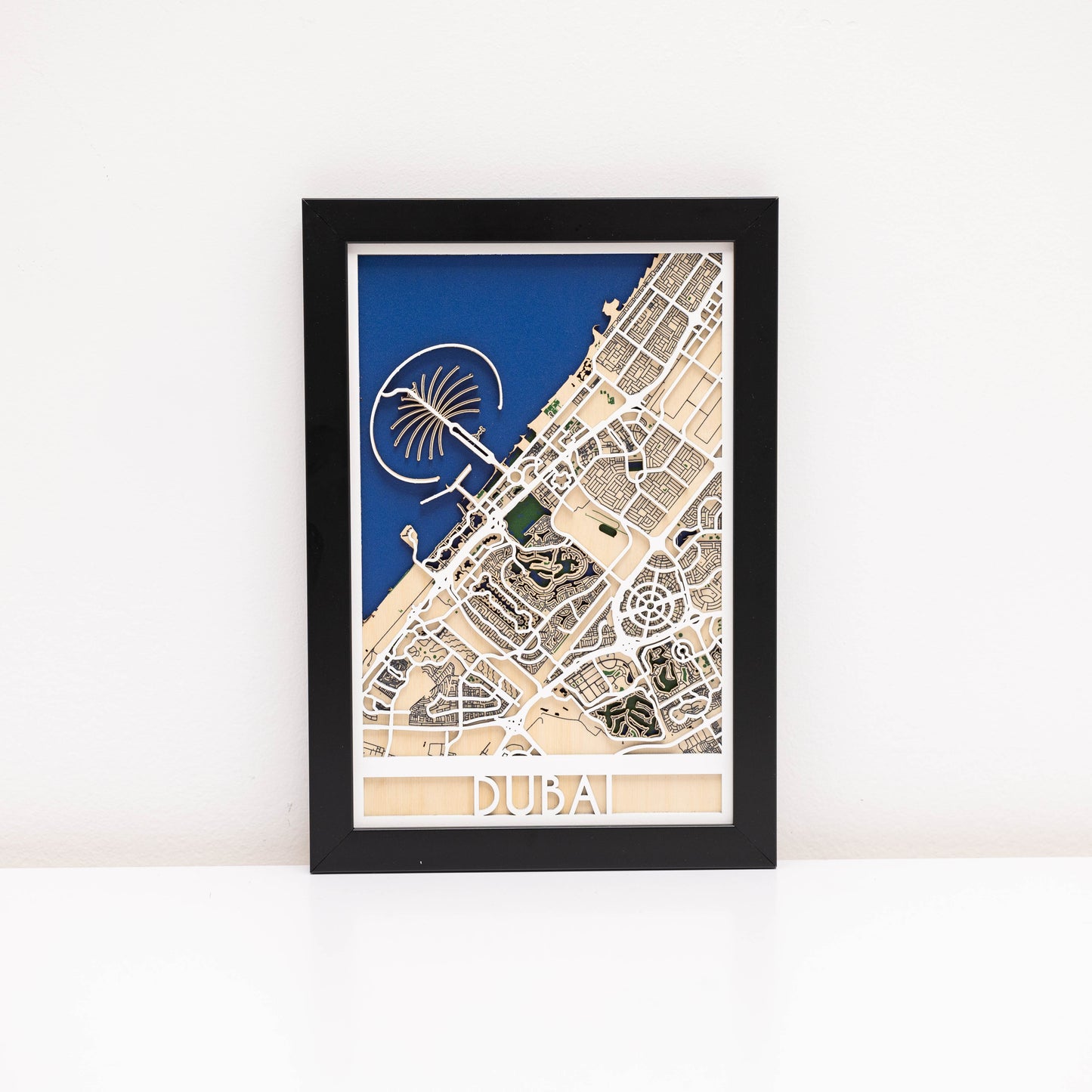 3D Wooden City Map of Dubai – premium handcrafted wall décor for UAE homes
