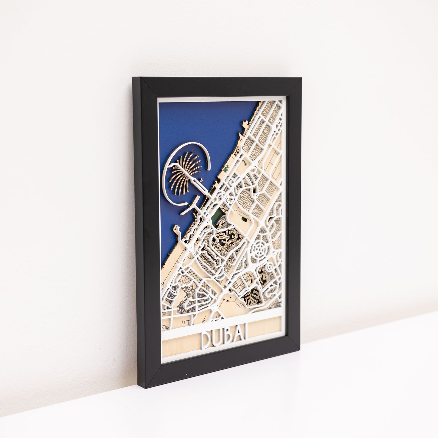 Elegant Dubai wooden city map – perfect home, office, or corporate wall décor
