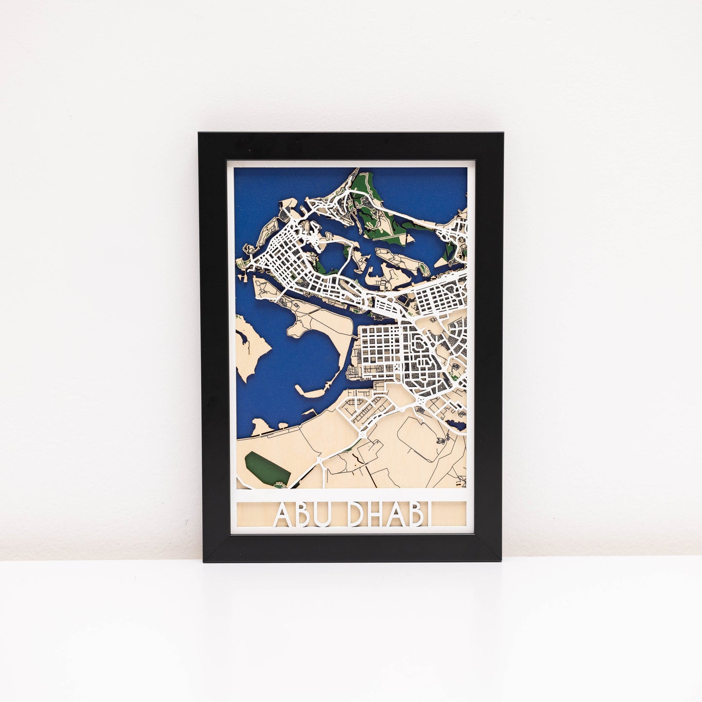 3D Wooden City Map of Abu Dhabi – premium handcrafted wall décor for UAE homes
