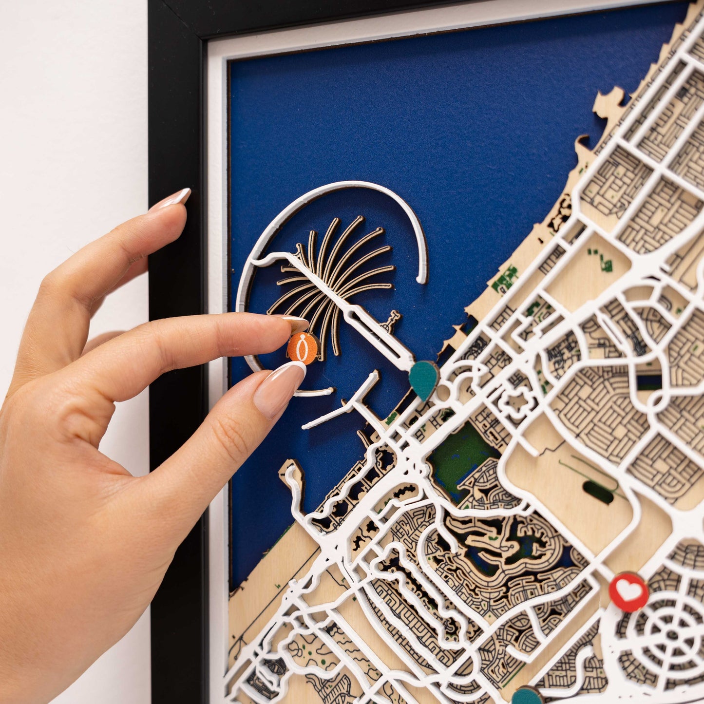 Dubai city wooden map – unique gift for UAE National Day or special occasions