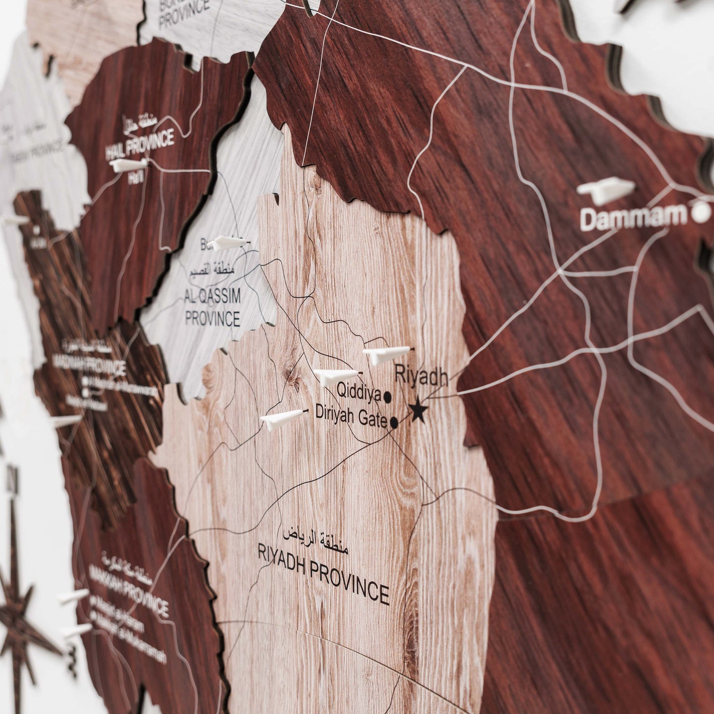 Saudi Arabia 3D Wooden Map - Cappuccino