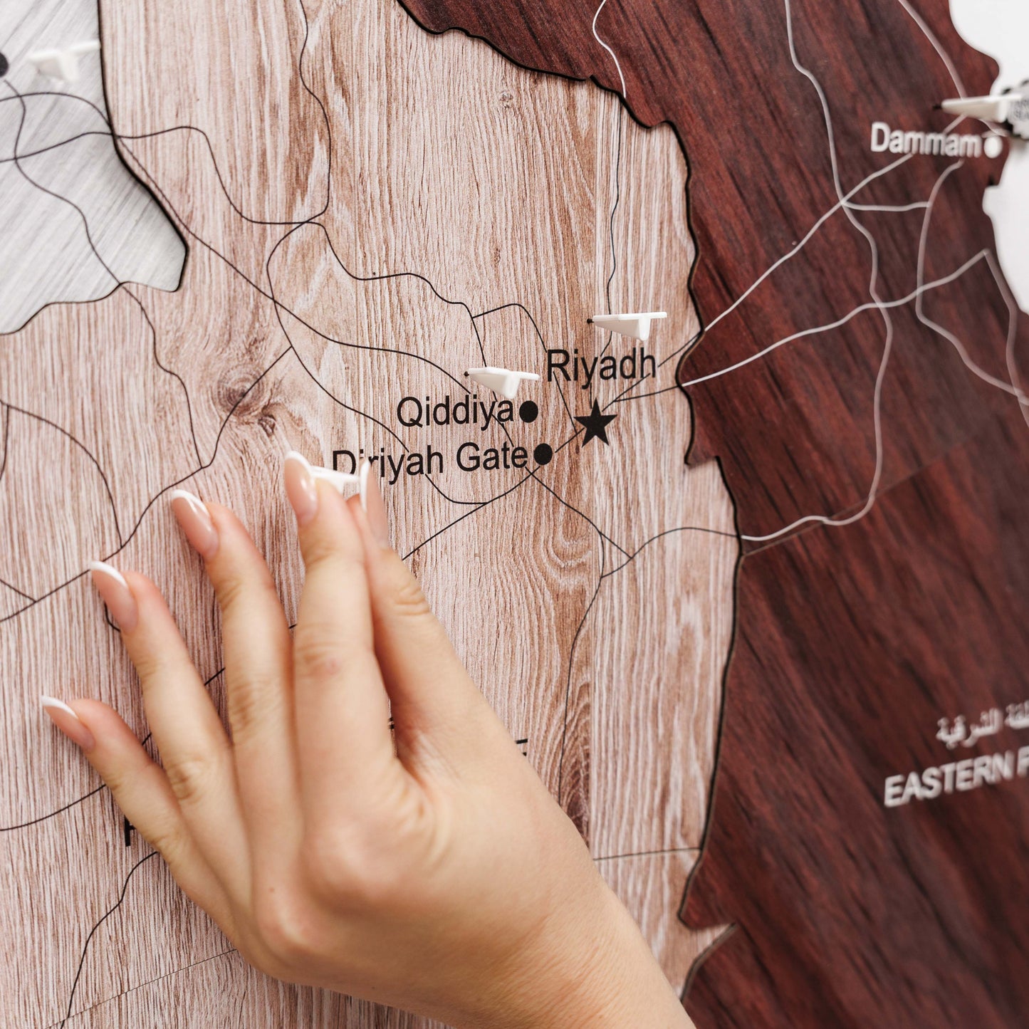 Saudi Arabia 3D Wooden Map - Cappuccino