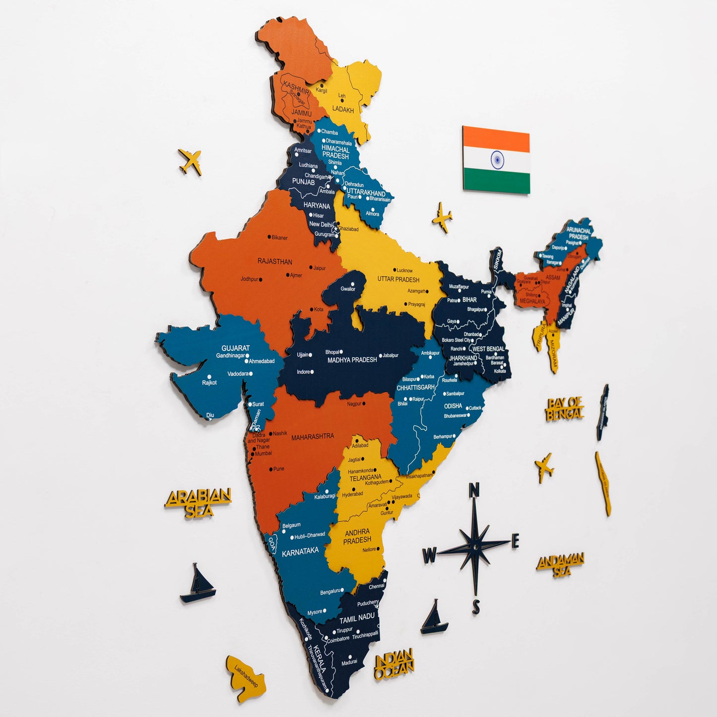 India 3D Wooden Map - Indie
