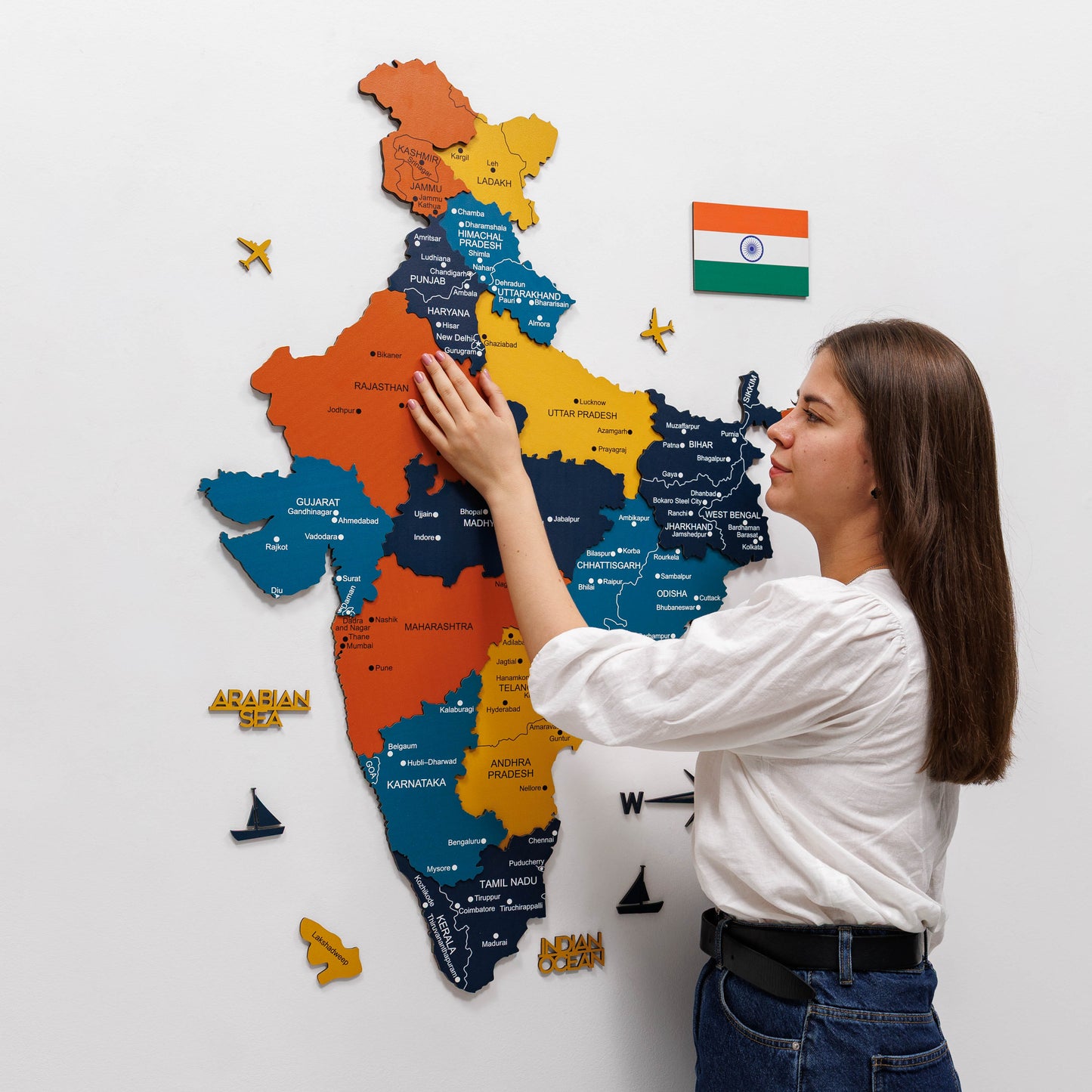 India 3D Wooden Map - Indie