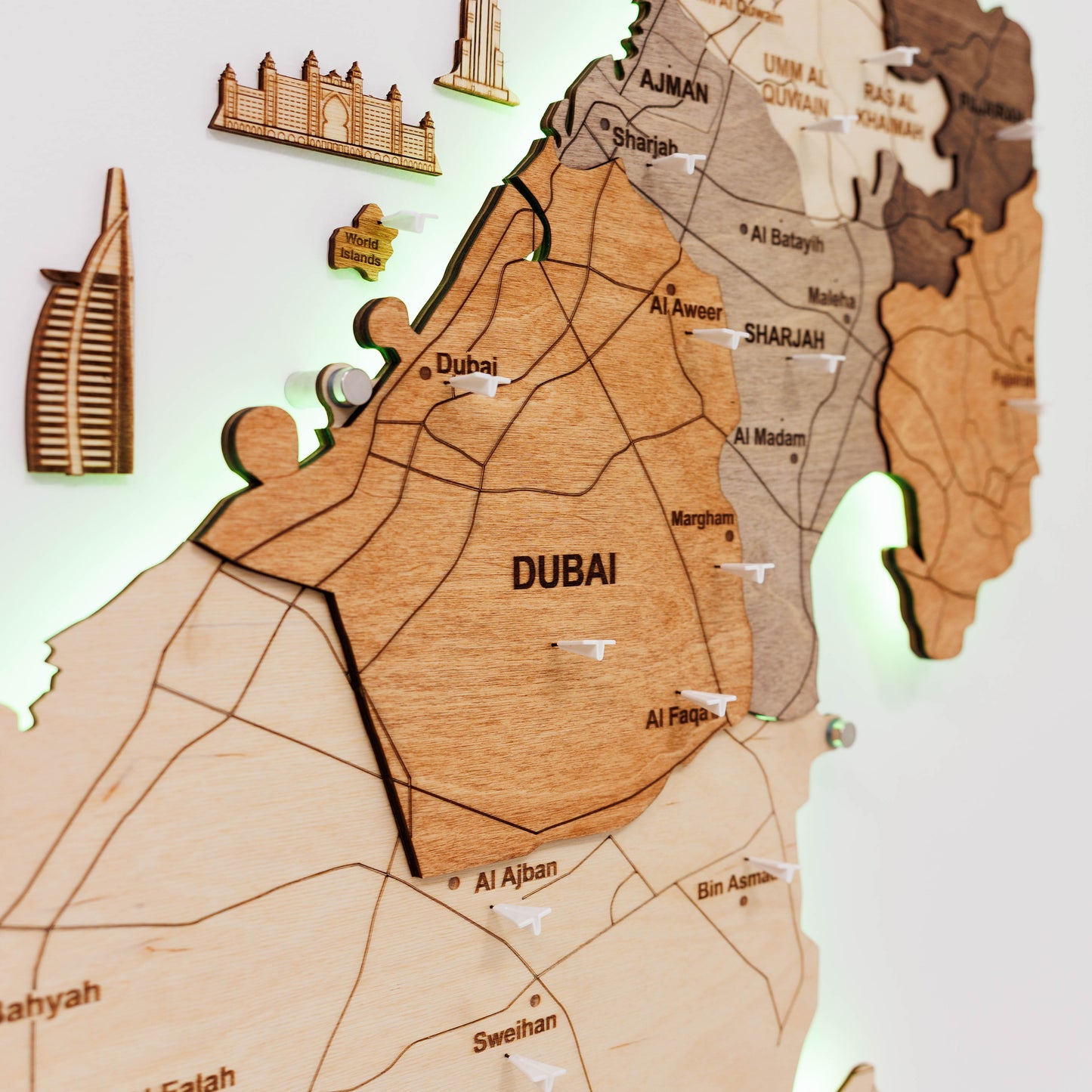 3D LED Wooden UAE Map - Multicolor (Pre-order)