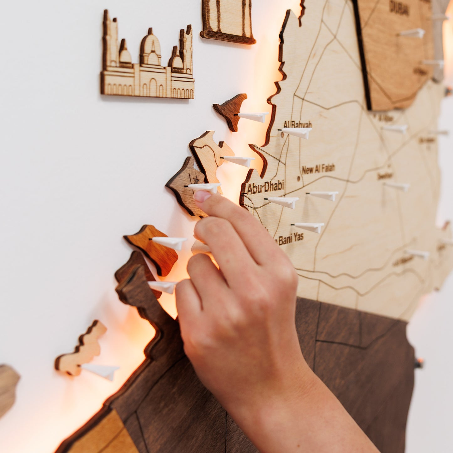 3D LED Wooden UAE Map - Multicolor (Pre-order)