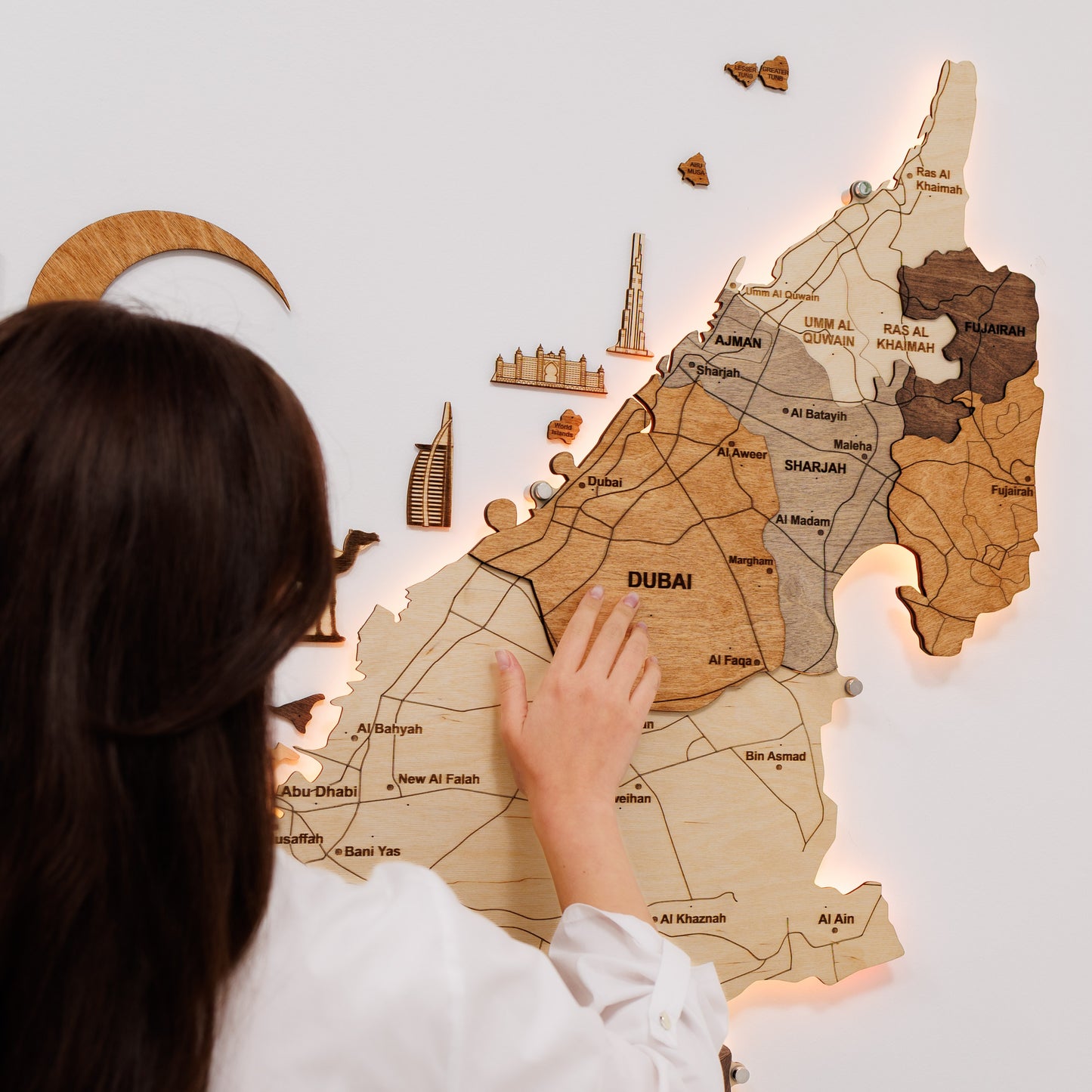 3D LED Wooden UAE Map - Multicolor (Pre-order)