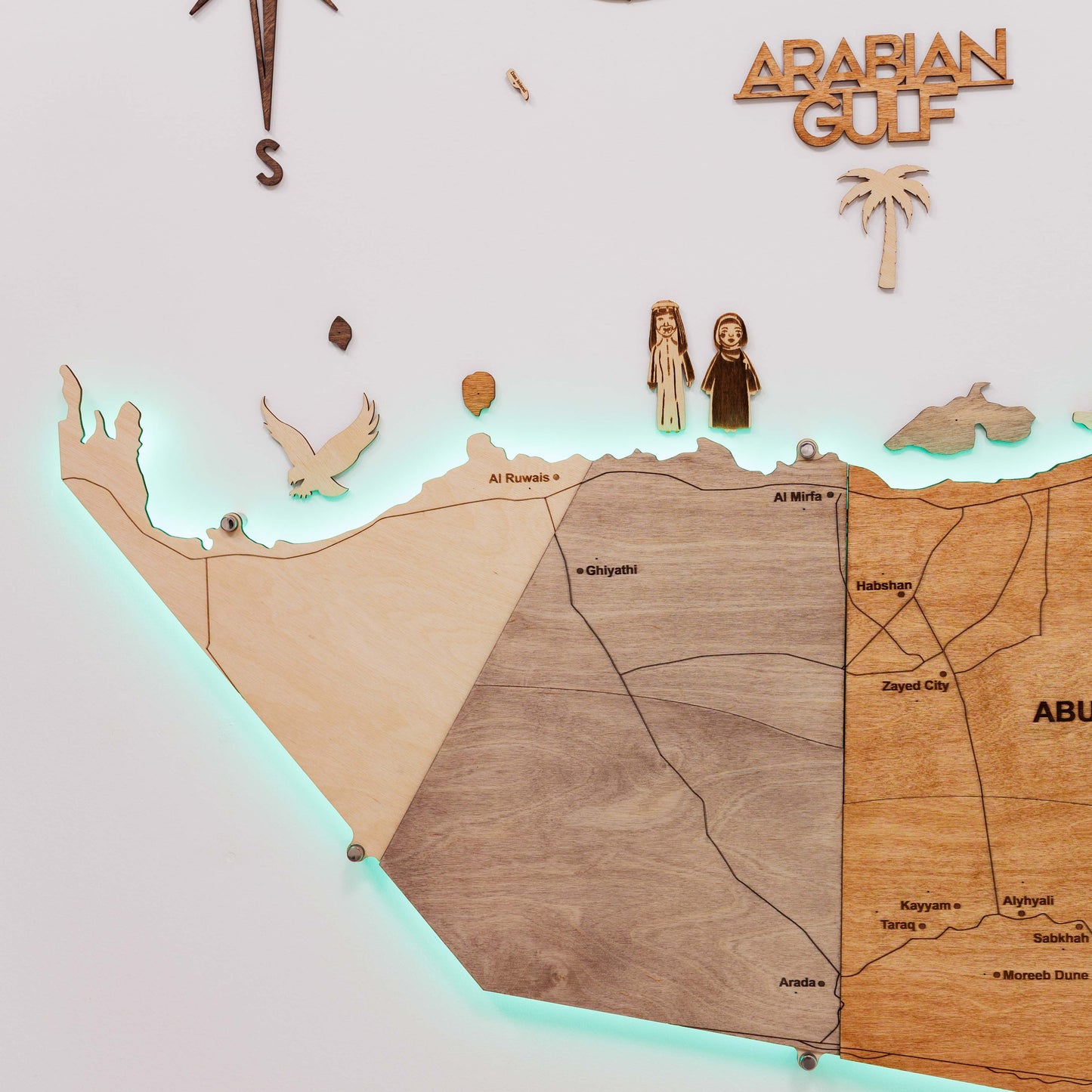 3D LED Wooden UAE Map - Multicolor (Pre-order)