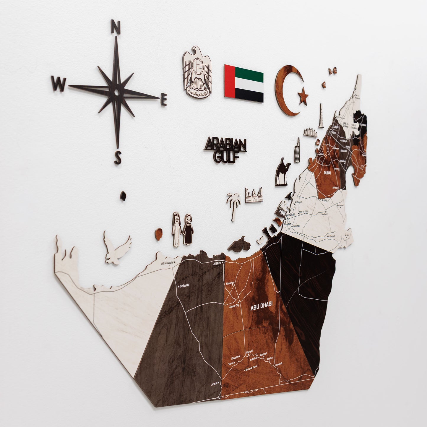 2D Wooden UAE Map - Wood tone (Pre-order)
