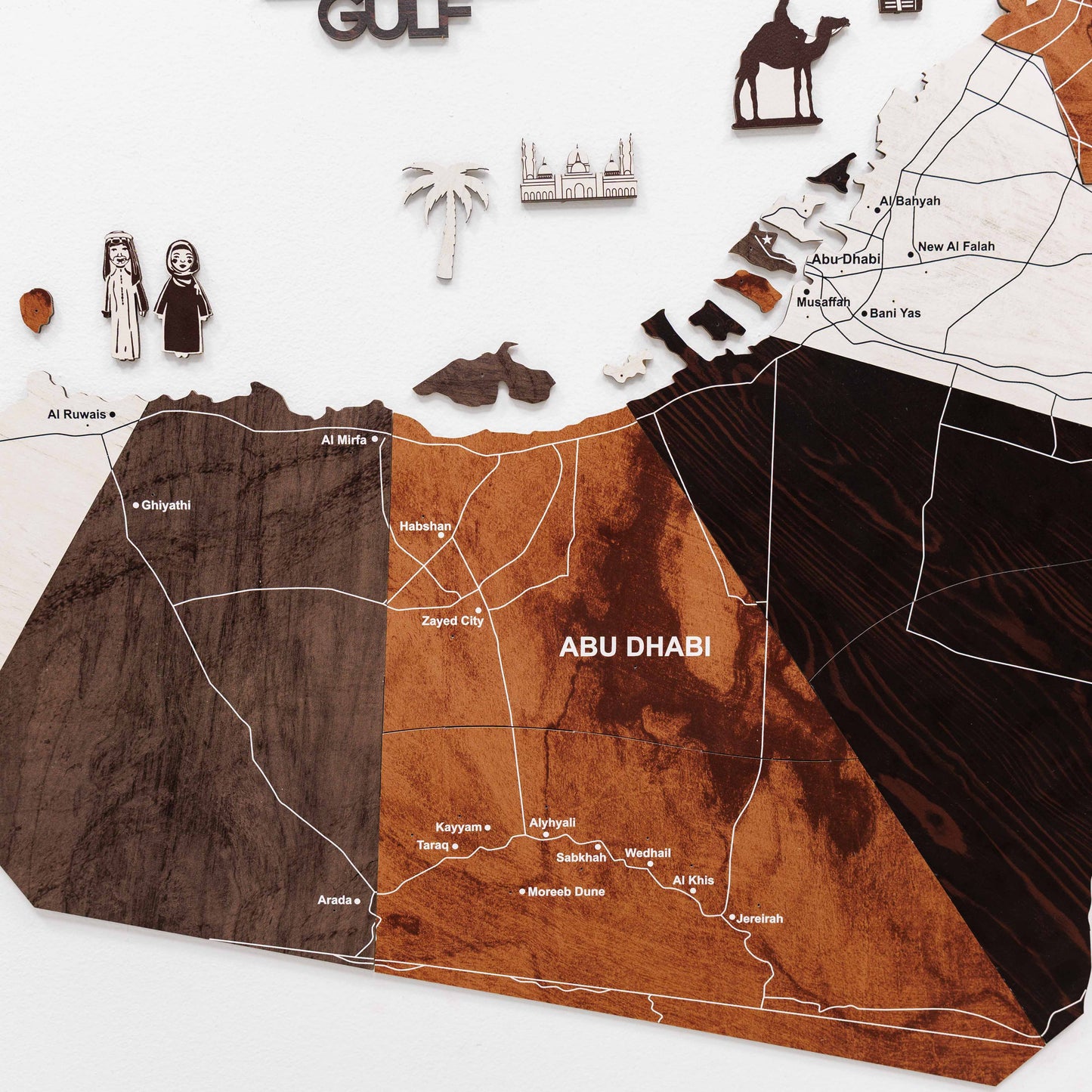 2D Wooden UAE Map - Wood tone (Pre-order)