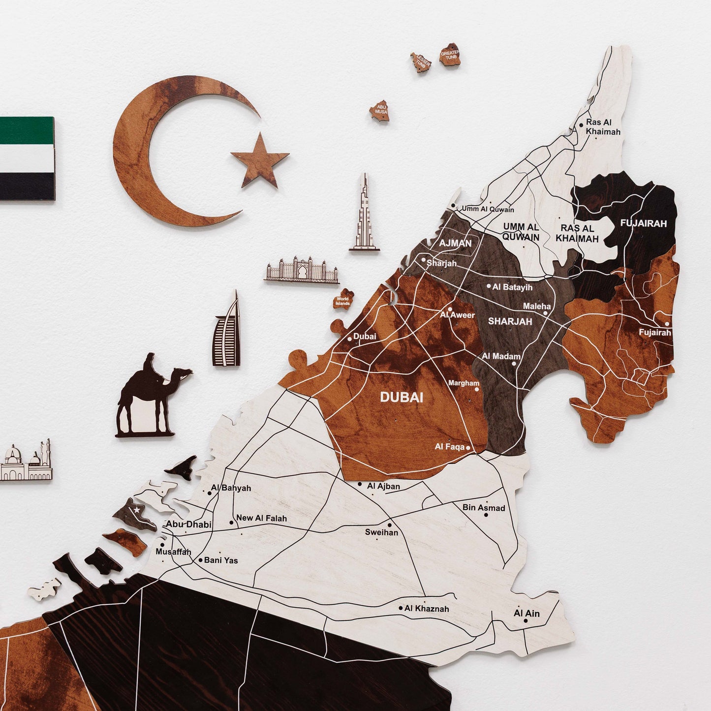 2D Wooden UAE Map - Wood tone (Pre-order)