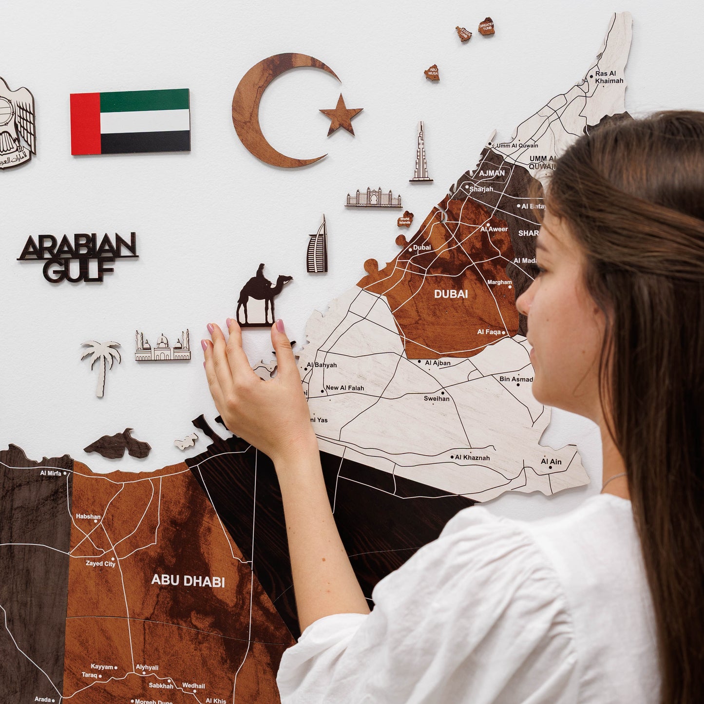 2D Wooden UAE Map - Wood tone (Pre-order)