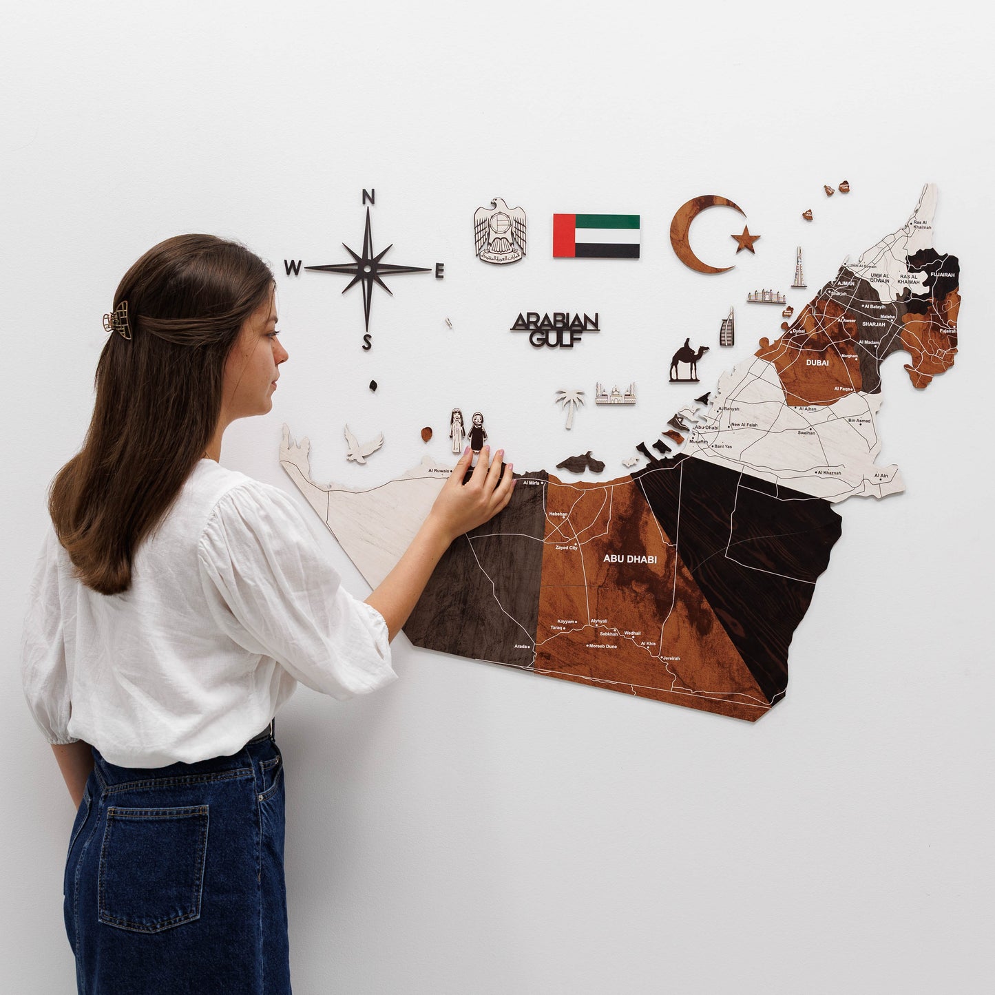 2D Wooden UAE Map - Wood tone (Pre-order)