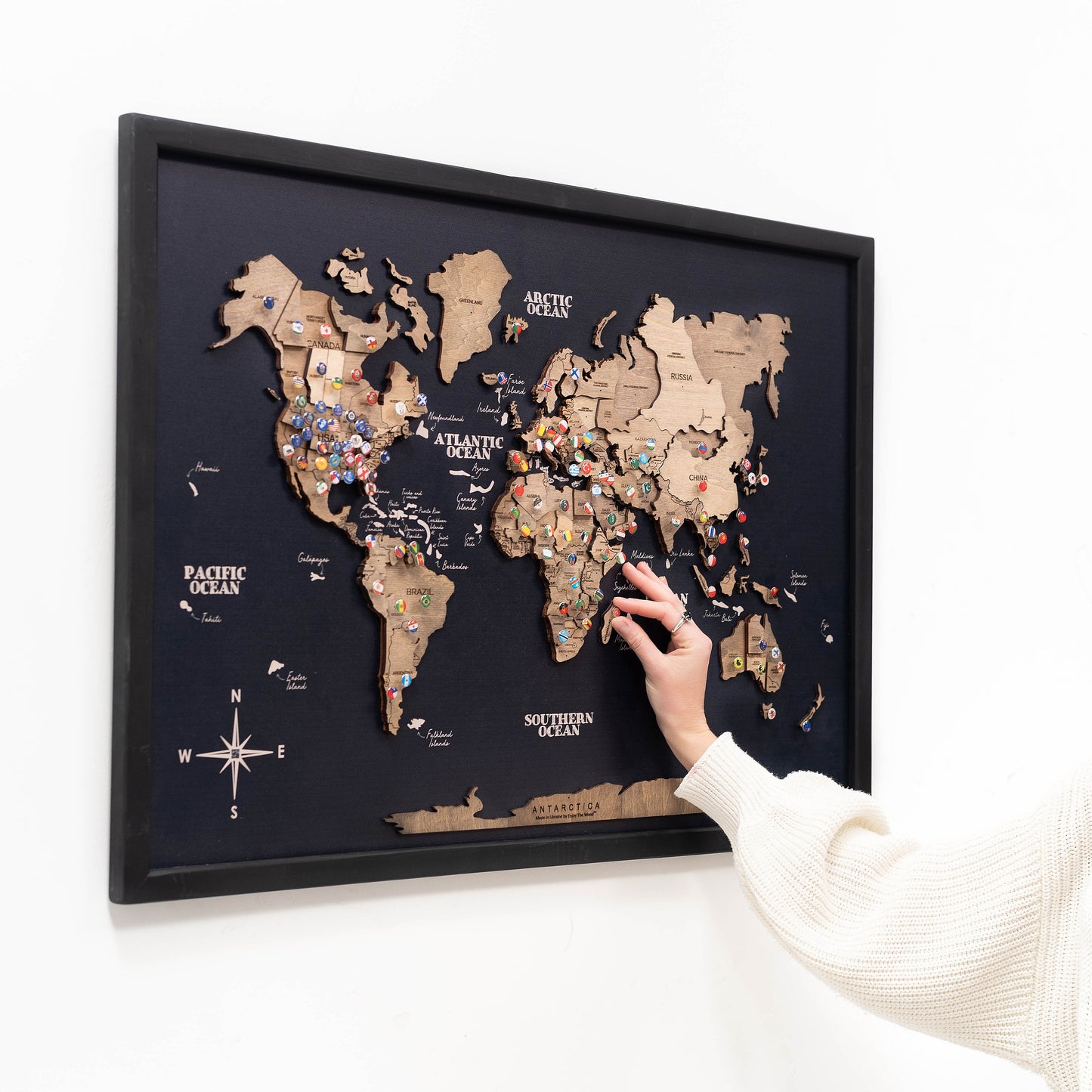 Terra black panel 3D wooden map – perfect gift for travelers in UAE and GCC