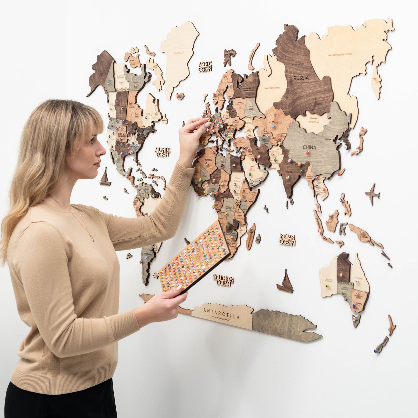 Smokey 3D Wooden Map - Elegant Wall Decor for Home & Office