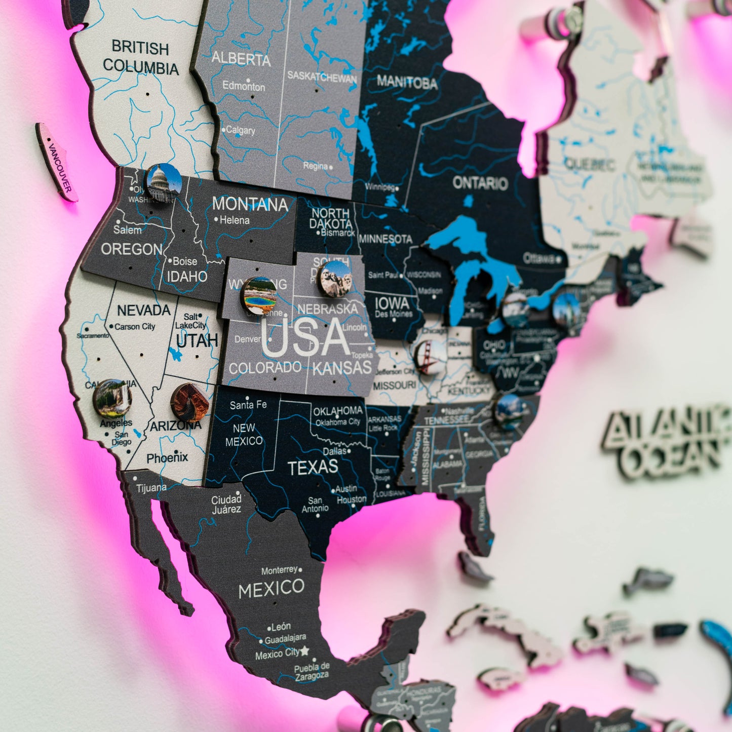 Wooden world landmark pins – perfect travel gift for map lovers in UAE and GCC