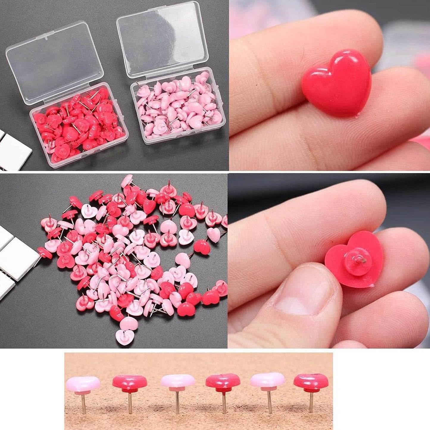 Heart Shaped Pushpins - 100pcs