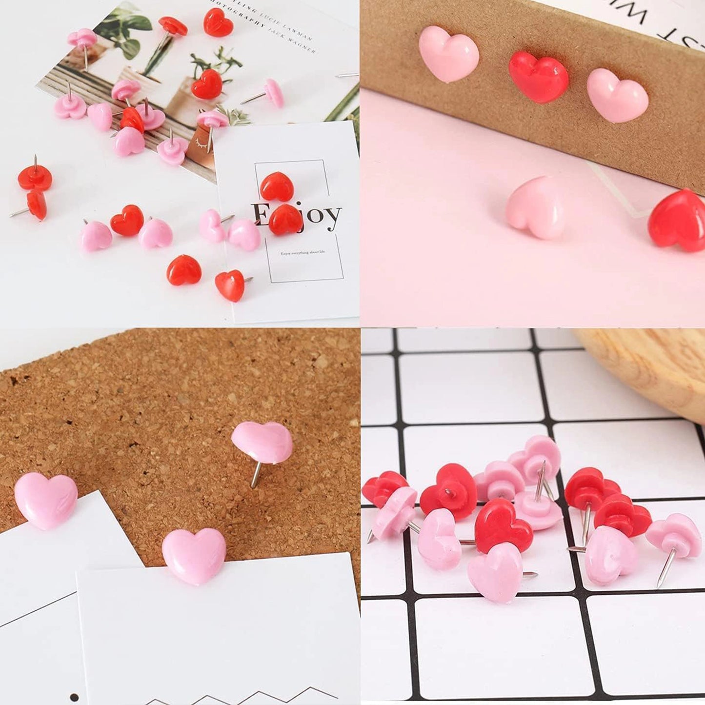 Heart Shaped Pushpins - 100pcs