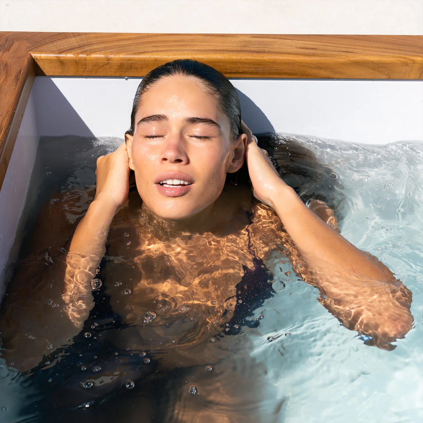 Premium Ice Bath Cube handcrafted from teak wood – Dubai showroom