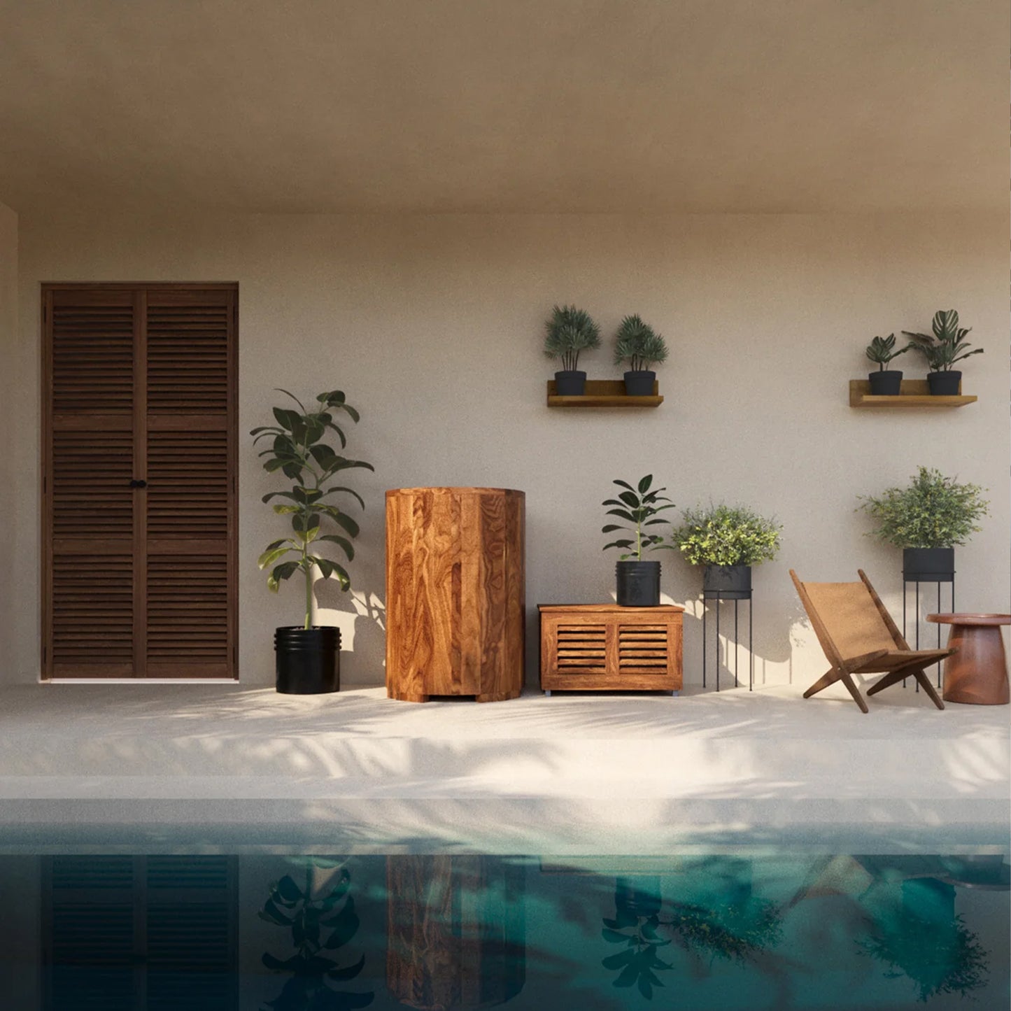 Cold plunge bath Column design – handcrafted teak wood UAE edition