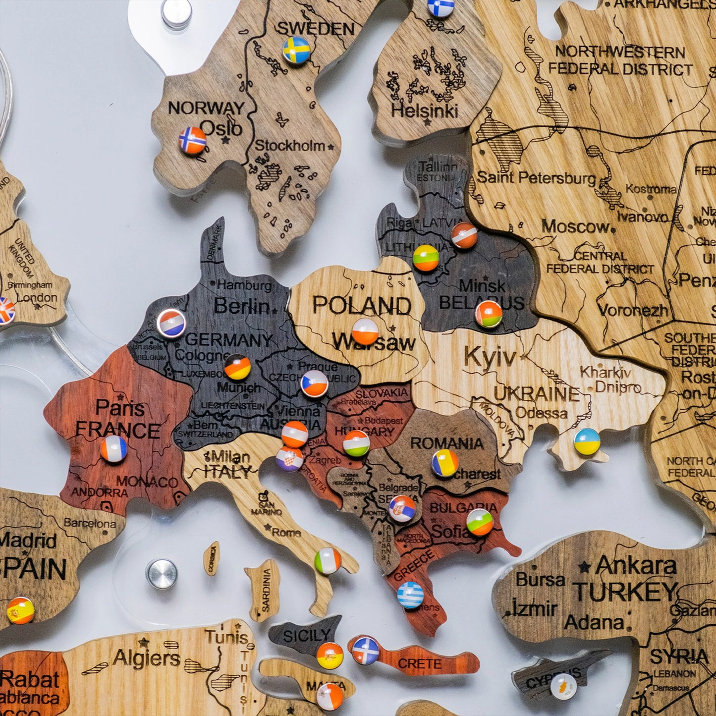 3D World Map with LED Backlit - Solid Wood | Premium Illuminated Wall ...