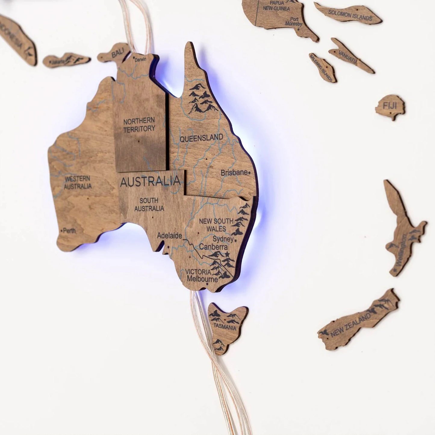 3D Wooden World Map LED - Terra