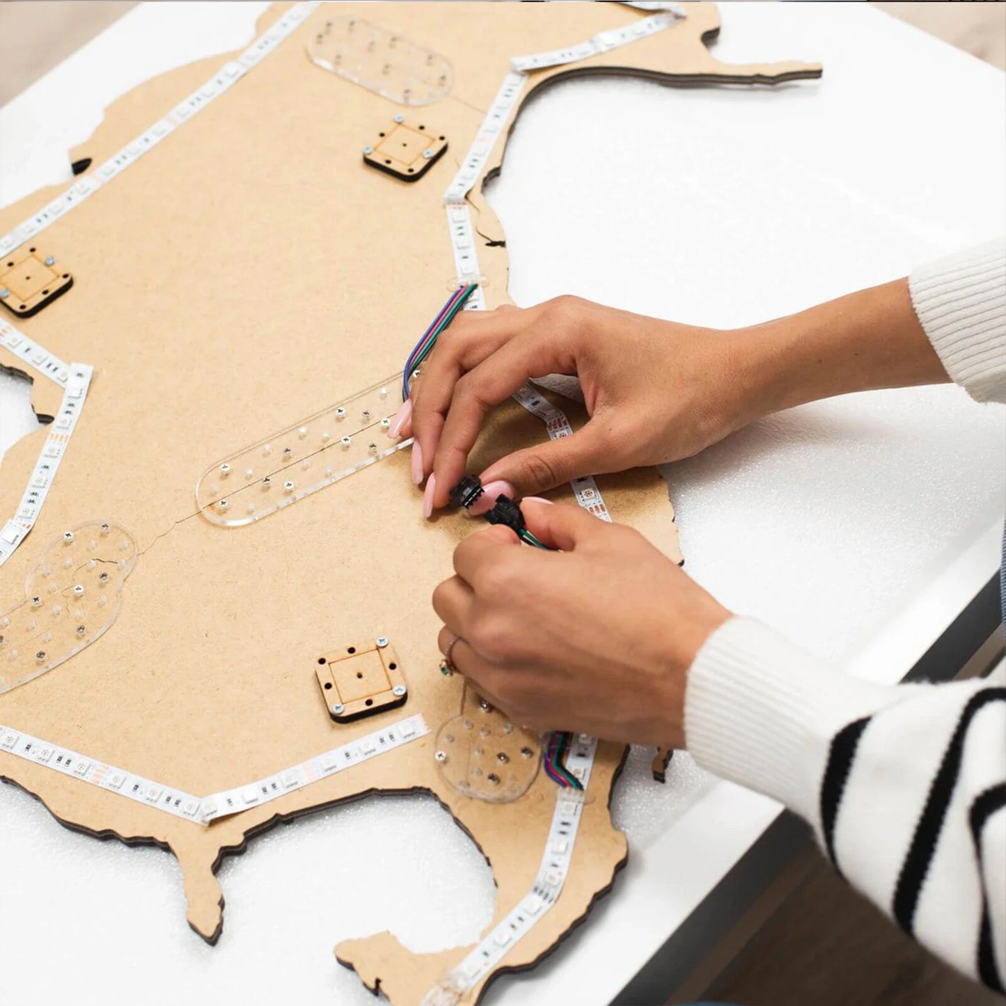 3D Wooden World Map LED - Urban