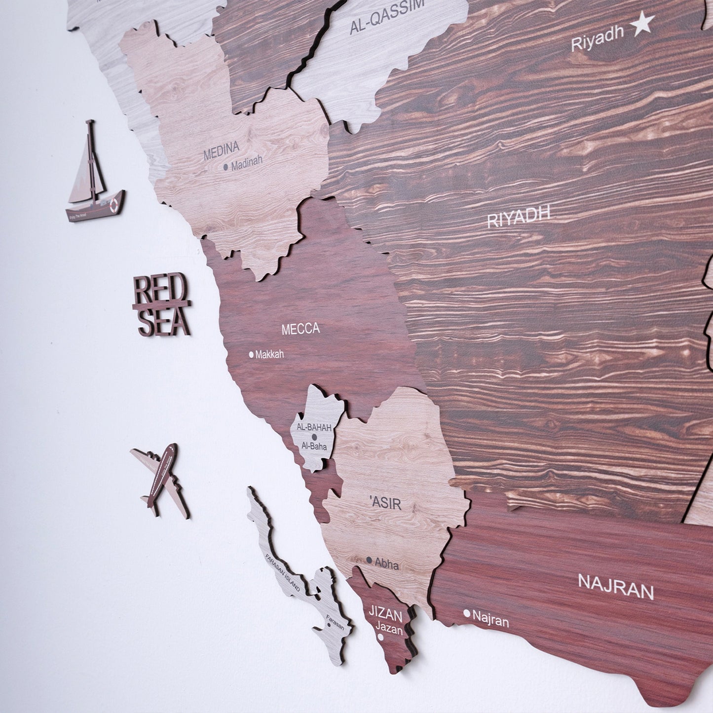 Saudi Arabia 3D Wooden Map - Cappuccino