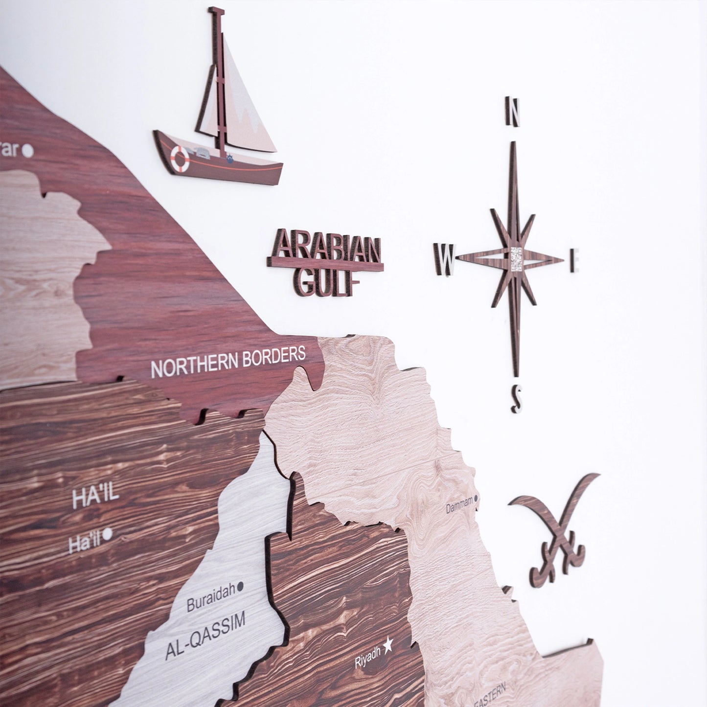 Saudi Arabia 3D Wooden Map - Cappuccino