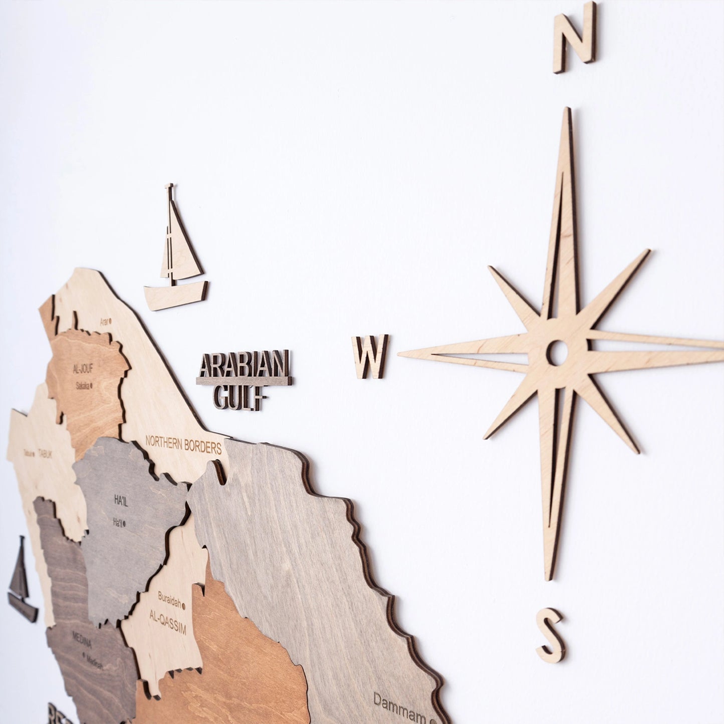 Saudi Arabia 3D Wooden Map - Multicolor