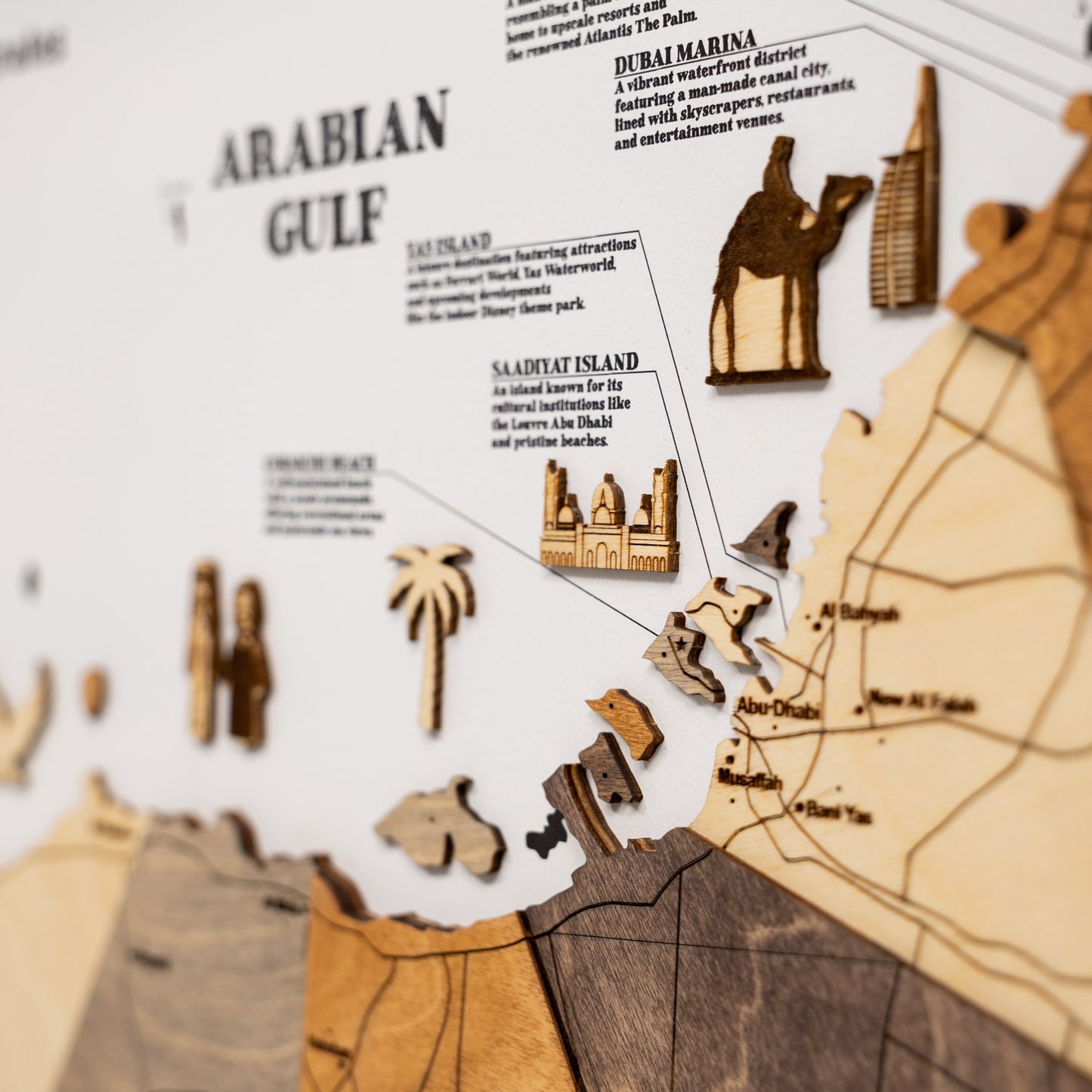 UAE wooden map - Multicolor on white panel