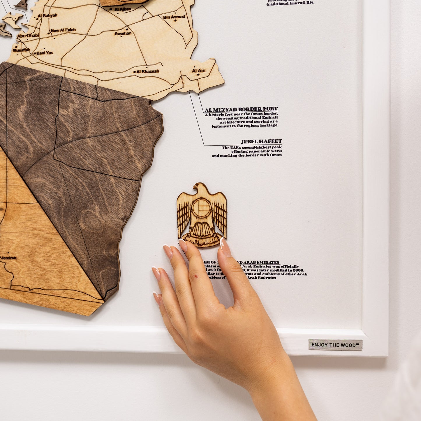 UAE wooden map - Multicolor on white panel
