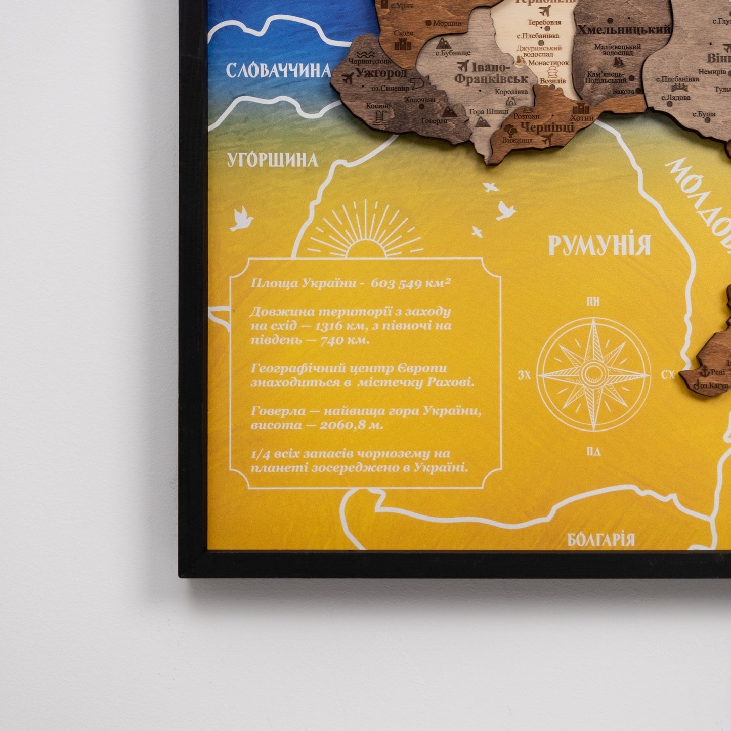 Ukraine Wooden Map On Panel - Multicolor UA