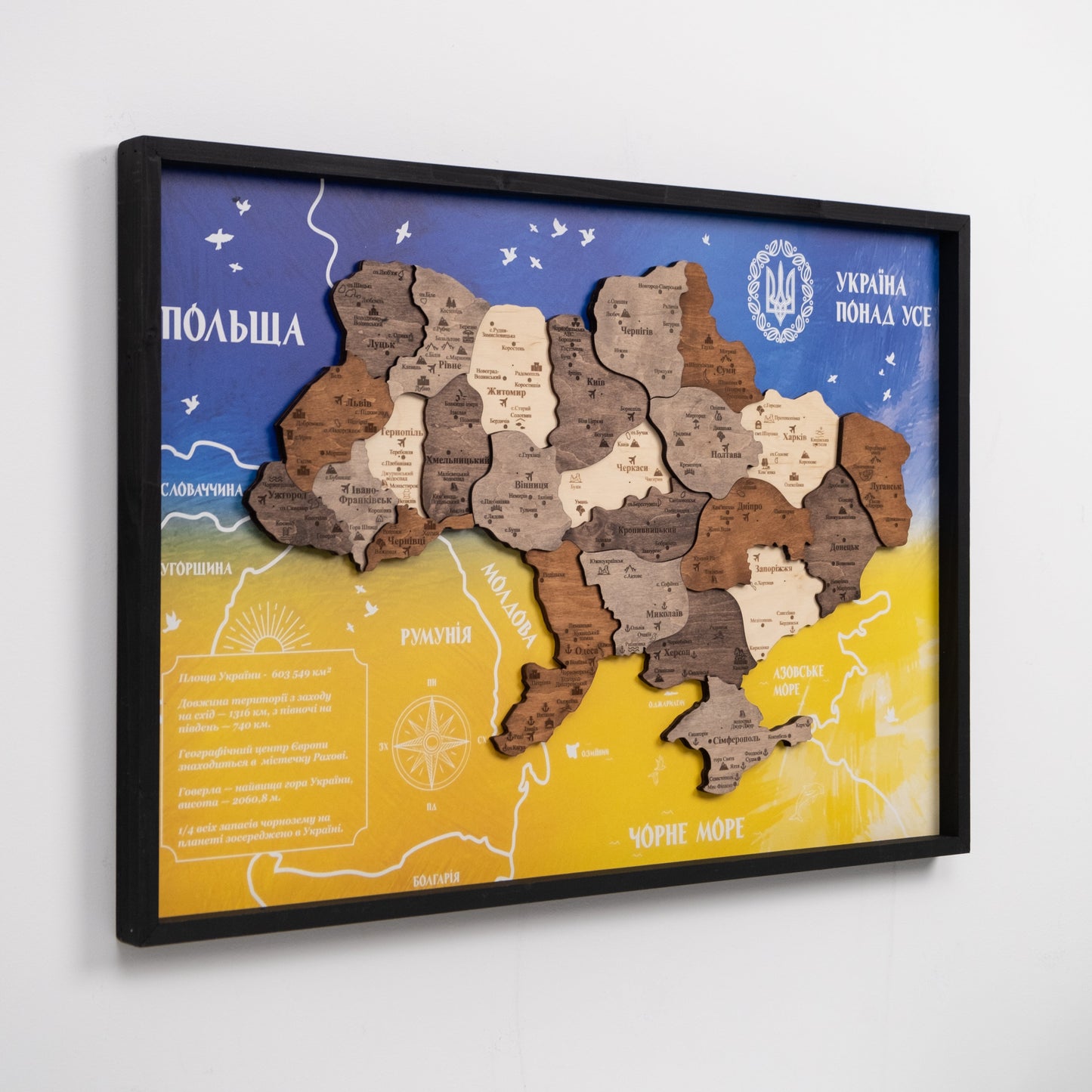 Ukraine Wooden Map On Panel - Multicolor UA